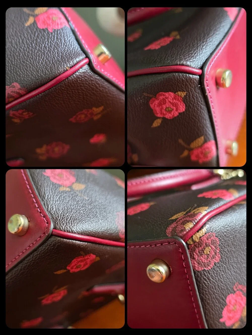 Coach Mini Surrey Carryall F46282 Floral Peony Print Coated Canvas Satchel Bag
